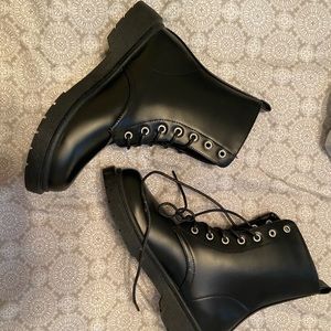 Black combat boots